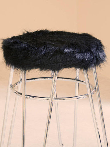 Black Faux Fur Stool | District