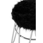 Black Faux Fur Stool | District
