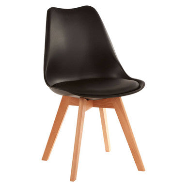 Black Chair with Cushion and Beech Wood Legs | Stockholm