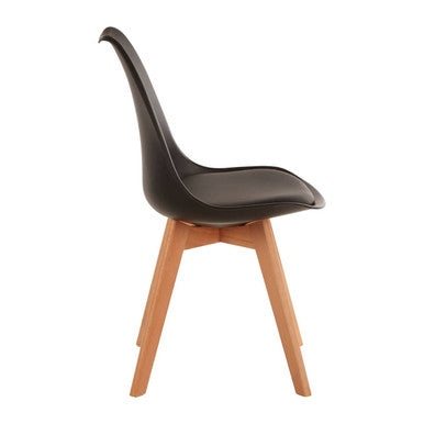 Black Chair with Cushion and Beech Wood Legs | Stockholm