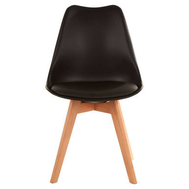 Black Chair with Cushion and Beech Wood Legs | Stockholm
