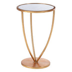 Mirrored Top Side Table with Distressed Gold Finish Metal Frame | Marcia
