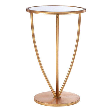 Mirrored Top Side Table with Distressed Gold Finish Metal Frame | Marcia
