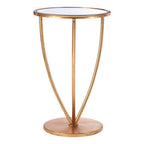 Mirrored Top Side Table with Distressed Gold Finish Metal Frame | Marcia