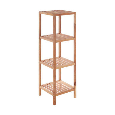 4 Tier Walnut Wood Bathroom Shelf Unit | ARLA