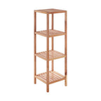 4 Tier Walnut Wood Bathroom Shelf Unit | ARLA