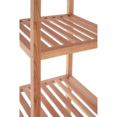 4 Tier Walnut Wood Bathroom Shelf Unit | ARLA