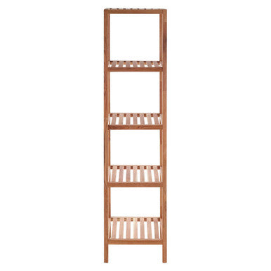 Arla 5 Tier Walnut Wood Tall Shelf Unit