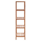 Arla 5 Tier Walnut Wood Tall Shelf Unit