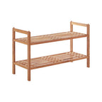 2 Tier Stackable Walnut Wood Shoe Rack | Arla