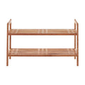 2 Tier Stackable Walnut Wood Shoe Rack | Arla