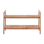 2 Tier Stackable Walnut Wood Shoe Rack | Arla