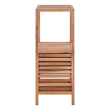 Two Tier Walnut Wood Bathroom Shelf Unit | ARLA