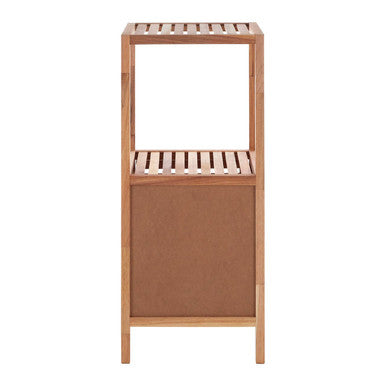 Two Tier Walnut Wood Bathroom Shelf Unit | ARLA
