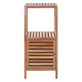 Two Tier Walnut Wood Bathroom Shelf Unit | ARLA