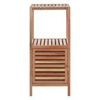 Two Tier Walnut Wood Bathroom Shelf Unit | ARLA