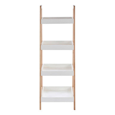 Four Tier Birch Wood Bathroom Shelf Unit | ARLA