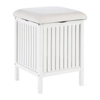 White Bathroom Storage Stool with Padded Seat | Salon