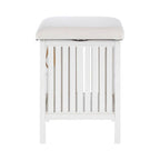 White Bathroom Storage Stool with Padded Seat | Salon