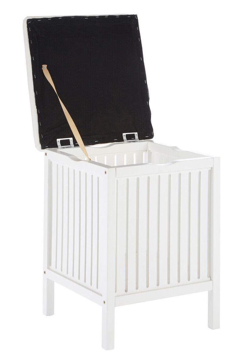 White Bathroom Storage Stool with Padded Seat | Salon