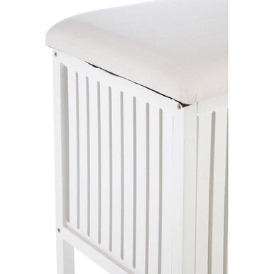 White Bathroom Storage Stool with Padded Seat | Salon