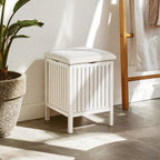 White Bathroom Storage Stool with Padded Seat | Salon