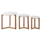 Set of 3 Natural Base Side Tables with White Tops | Nostra
