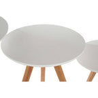 Set of 3 White MDF Top Side Tables with Natural Tapered Legs, Nostra