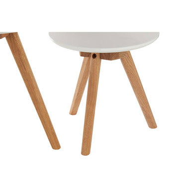 Set of 3 White MDF Top Side Tables with Natural Tapered Legs, Nostra