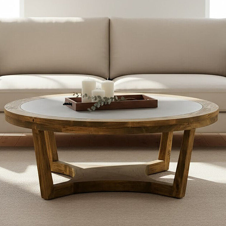 Natural Alder Wood Coffee Table with Zinc Plate Inset | Merdeka