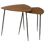 Set of 2 Brown Wooden Nesting Side Tables with Iron Legs | Gamelan