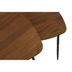 Set of 2 Brown Wooden Nesting Side Tables with Iron Legs | Gamelan