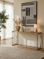 Natural Elm Wood Console Table with Metal Frame | Menteng