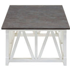 Stone Top Rectangular Coffee Table with White Alder Wood Base | Monas
