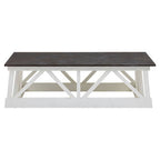 Stone Top Rectangular Coffee Table with White Alder Wood Base | Monas