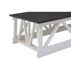 Stone Top Rectangular Coffee Table with White Alder Wood Base | Monas