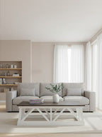 Stone Top Rectangular Coffee Table with White Alder Wood Base | Monas