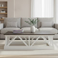 Stone Top Rectangular Coffee Table with White Alder Wood Base | Monas