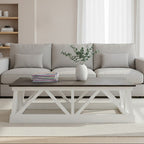 Stone Top Rectangular Coffee Table with White Alder Wood Base | Monas