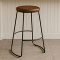 Faux Leather Bar Stool with Metal Legs | Brixton