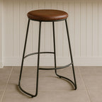 Faux Leather Bar Stool with Metal Legs | Brixton