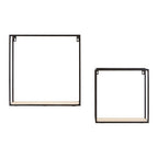 Brixton Set of 2 Wood and Metal Cuboid Wall Shelf - Nest UK
