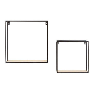 Brixton Set of 2 Wood and Metal Cuboid Wall Shelf - Nest UK