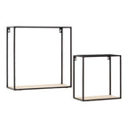 Brixton Set of 2 Wood and Metal Cuboid Wall Shelf - Nest UK