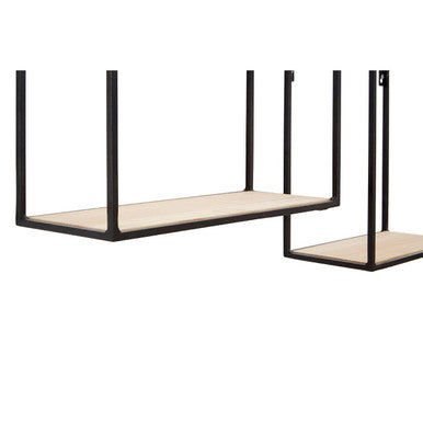 Brixton Set of 2 Wood and Metal Cuboid Wall Shelf - Nest UK