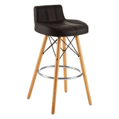 Black Leather Effect Bar Stool | Stockholm