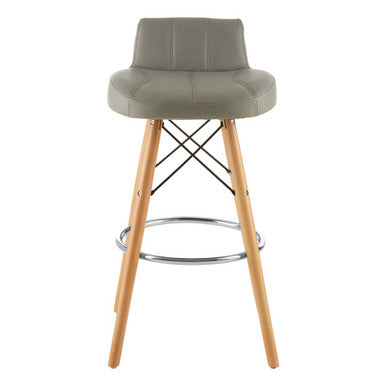 Grey Leather Effect Bar Stool | Stockholm