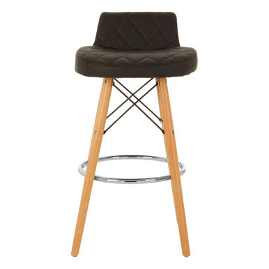 Black Leather Effect Seat Bar Stool | Stockholm