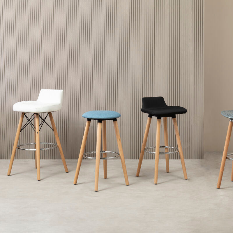 White Leather Effect Seat Bar Stool | Stockholm