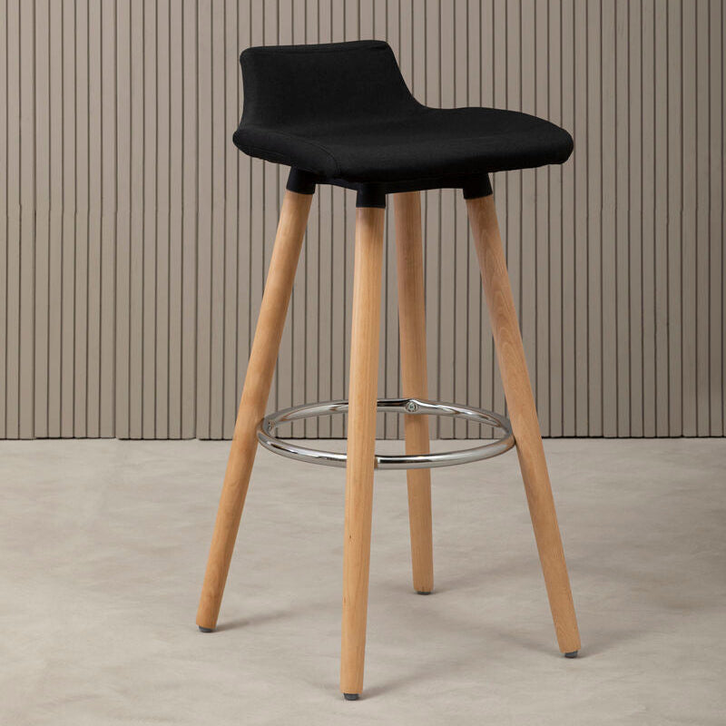 Black Leather Effect Seat Bar Stool | Stockholm